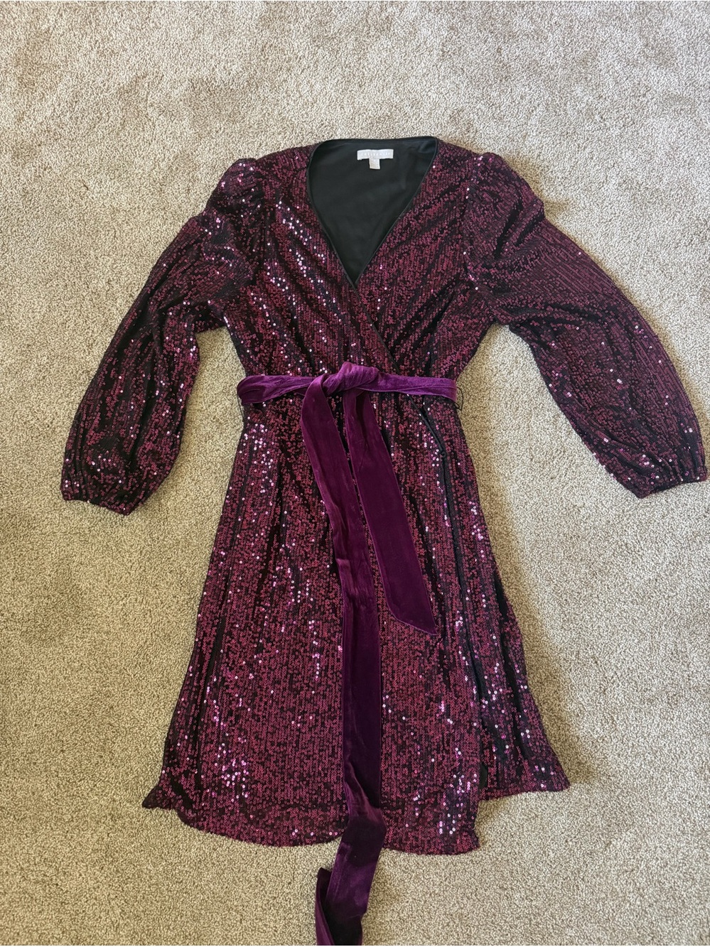 Chelsea28 Plum Sequin Long Sleeve Mini Dress